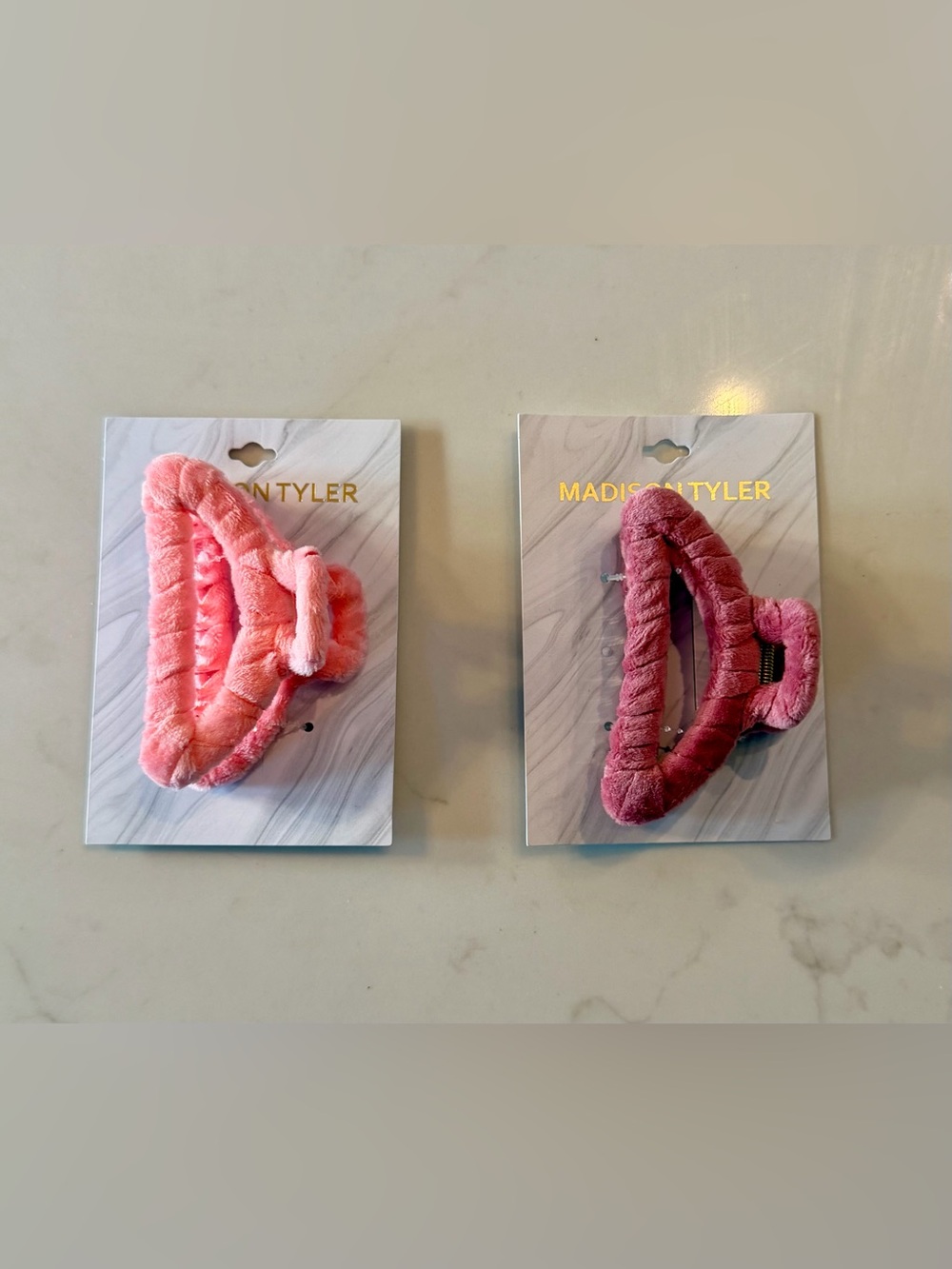 Madison Tyler NWT Pink and Rose Plush Hair Clips Set